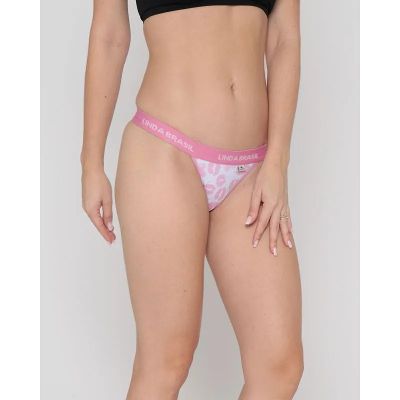 Calcinha String Avulsa Estampa Beijo Rosa M