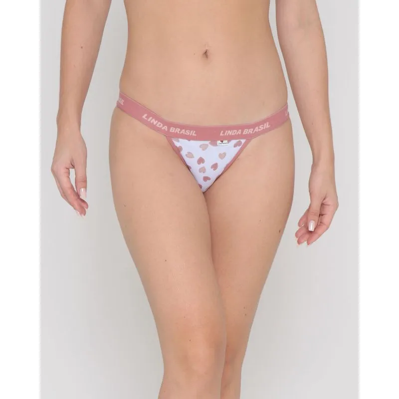 Calcinha String Avulsa Estampa Coração Branco G