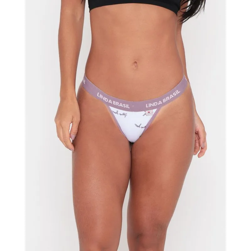 Calcinha String Avulsa Estampa Love You Lilás M
