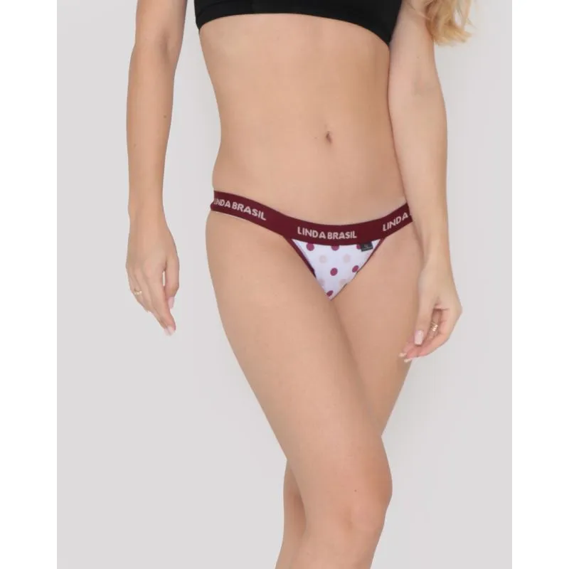 Calcinha String Avulsa Estampa Poá Vinho M