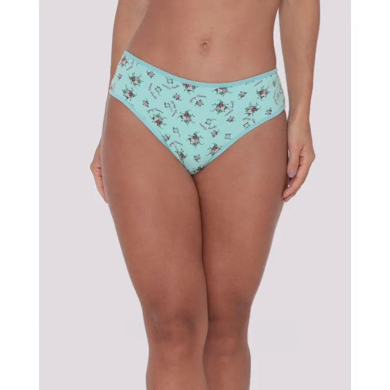 Calcinha Feminina Biquíni Algodão Floral Verde Médio GG