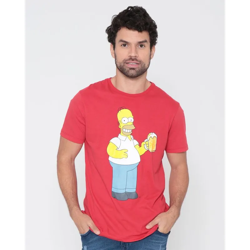 Camiseta Masculina Estampa Simpson Vermelha G