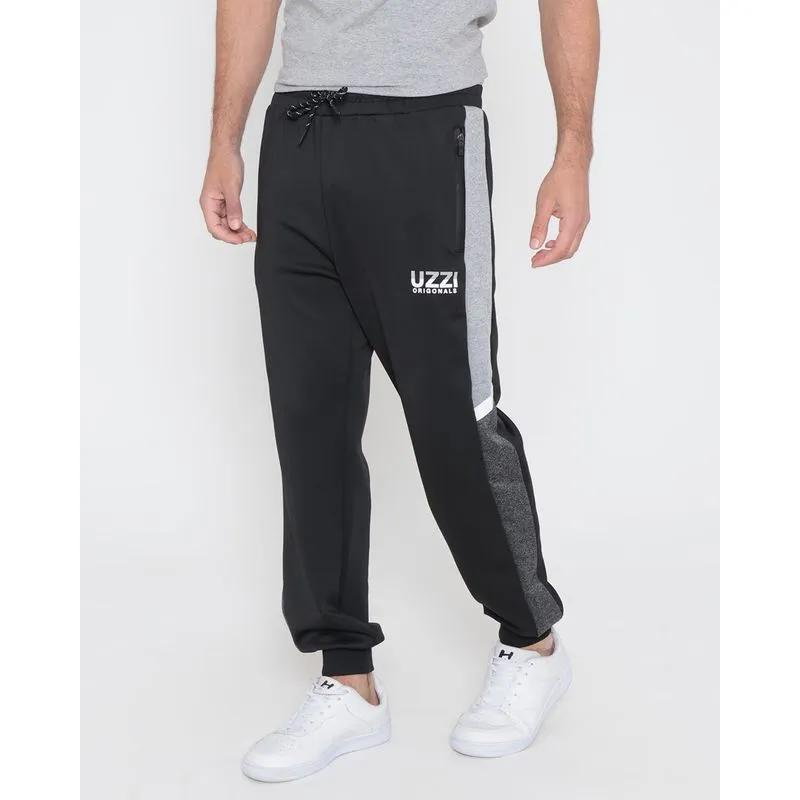Calça Masculina Moletom Jogger Com Recorte Preta M