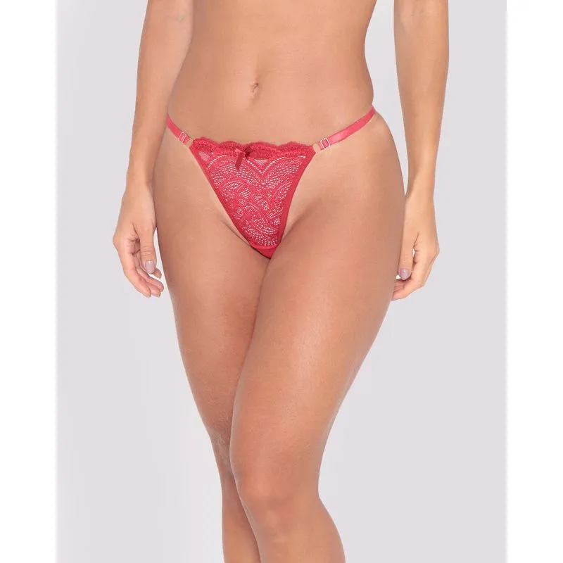 Calcinha String Fio Duplo Renda E Tule Vermelha P