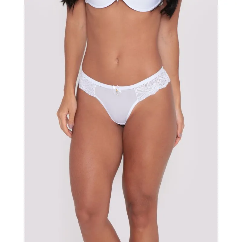 Calcinha Fio Tule Renda Branca M