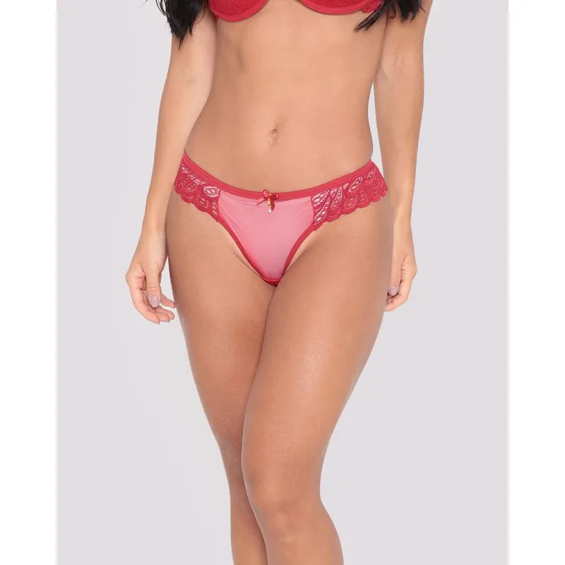 Calcinha Fio Tule Renda Vermelha M