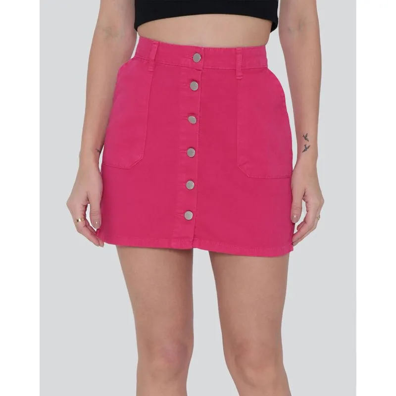 Saia Sarja Feminina Cintura Alta Rosa 40