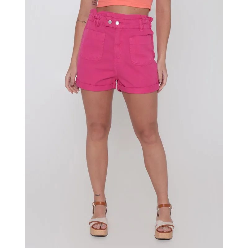 Short Sarja Feminino Clochard Bolso Rosa 40