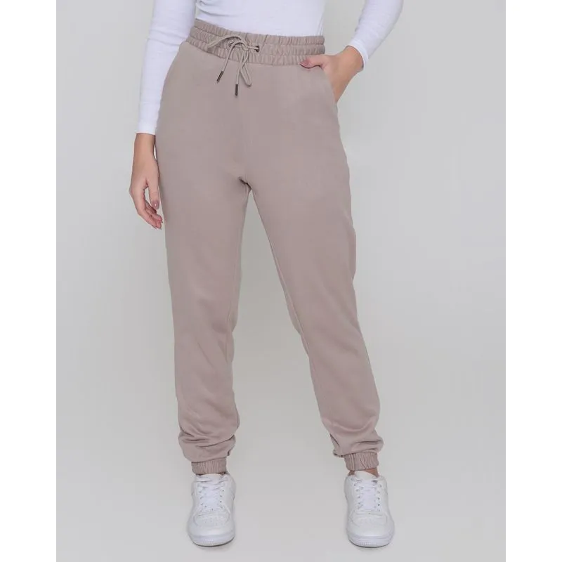 Calça Moletom Feminina Jogger Bege G