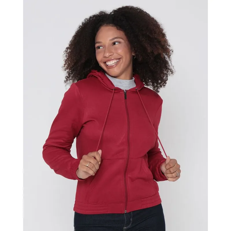 Casaco Moletom Feminino Capuz Vermelho M