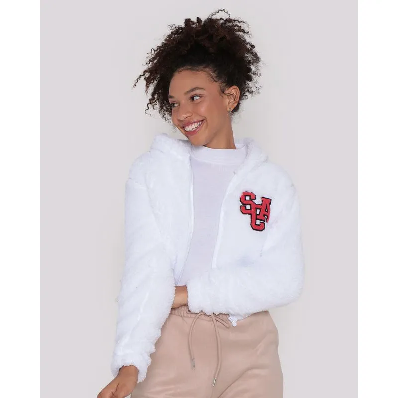 Casaco Feminino Pelinho Capuz SCA Branca M