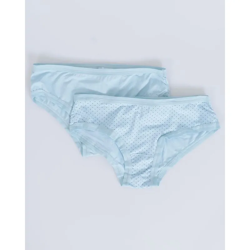Kit 2 Calcinha Feminina Biquíni Estampa Lisa E Poá Azul M