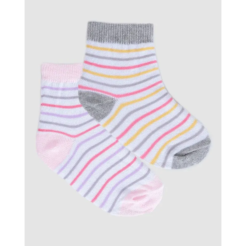 Kit Meia Infantil 3 Pares Estampa Listrada Azul Rosa Cinza 30 A 33