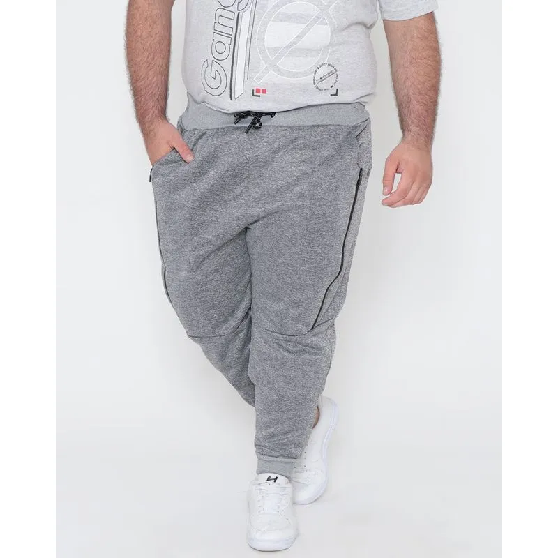 Calça Helanca Plus Size Masculina Cinza Médio G1