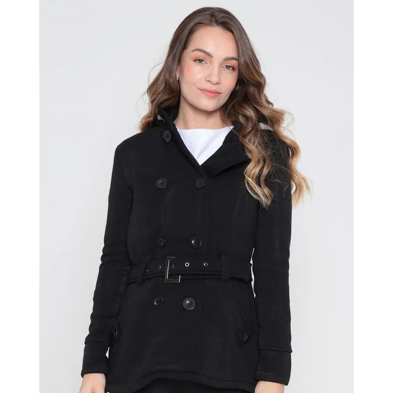 Casaco Feminino Moletom Capuz Preto GG