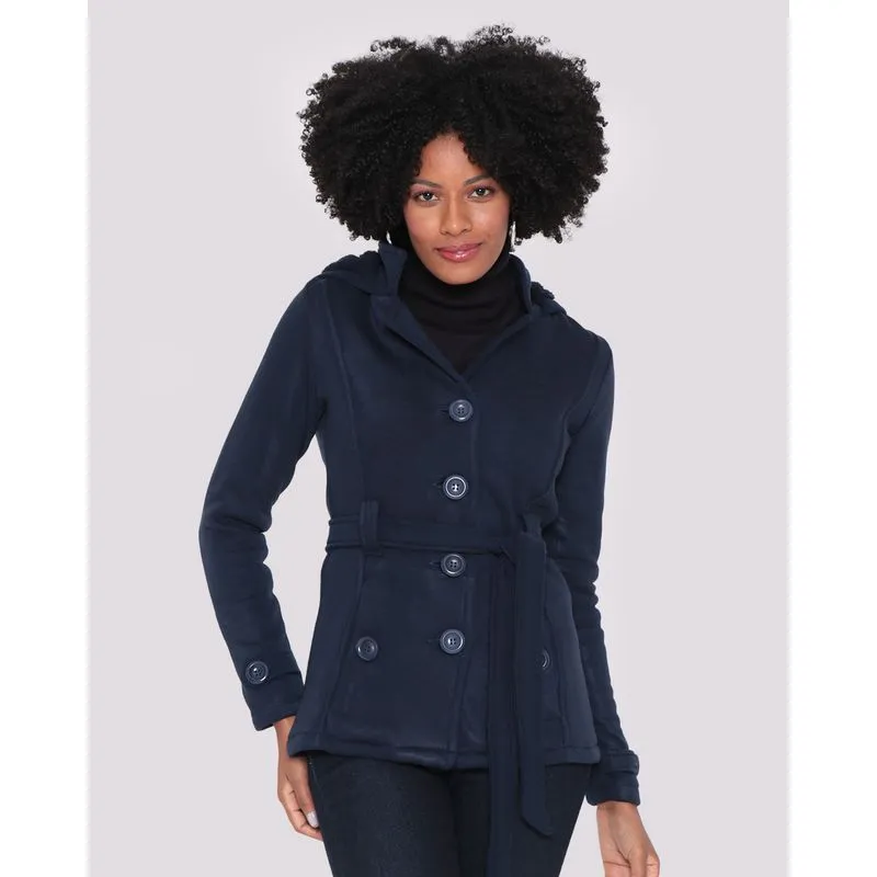 Casaco Moletom Feminino Capuz Sherpa Marinho GG
