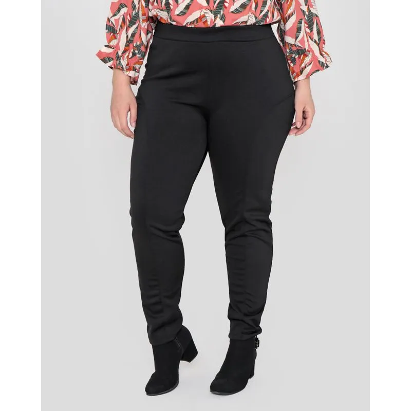 Calça Legging Plus Size Montaria Com Recorte Preta G3