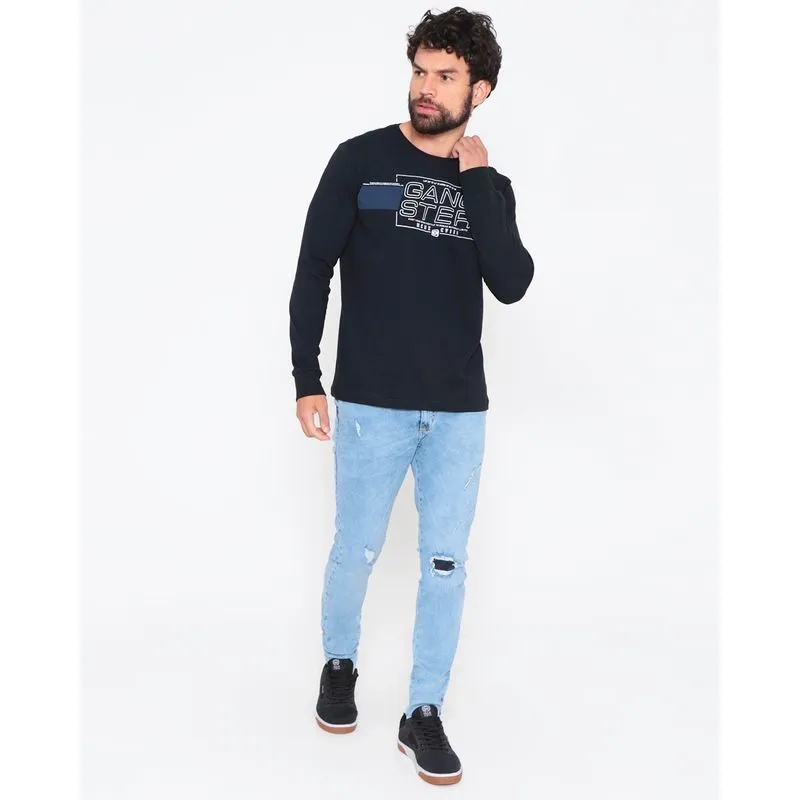 Calça Jeans Masculina Skinny Destroyed Azul Claro 38