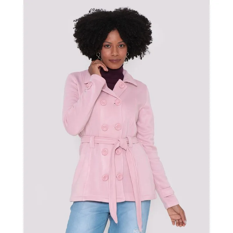 Casaco Feminino Moletom Com Cinto Rosa P