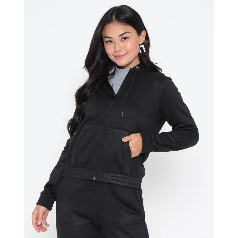 Casaco Moletom Feminino Capuz Preto P