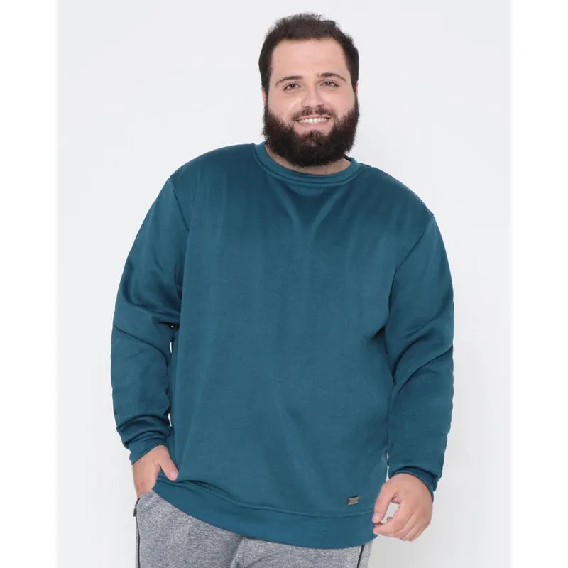 Blusão Plus Size Masculino Moletom Básico Azul Escuro G3