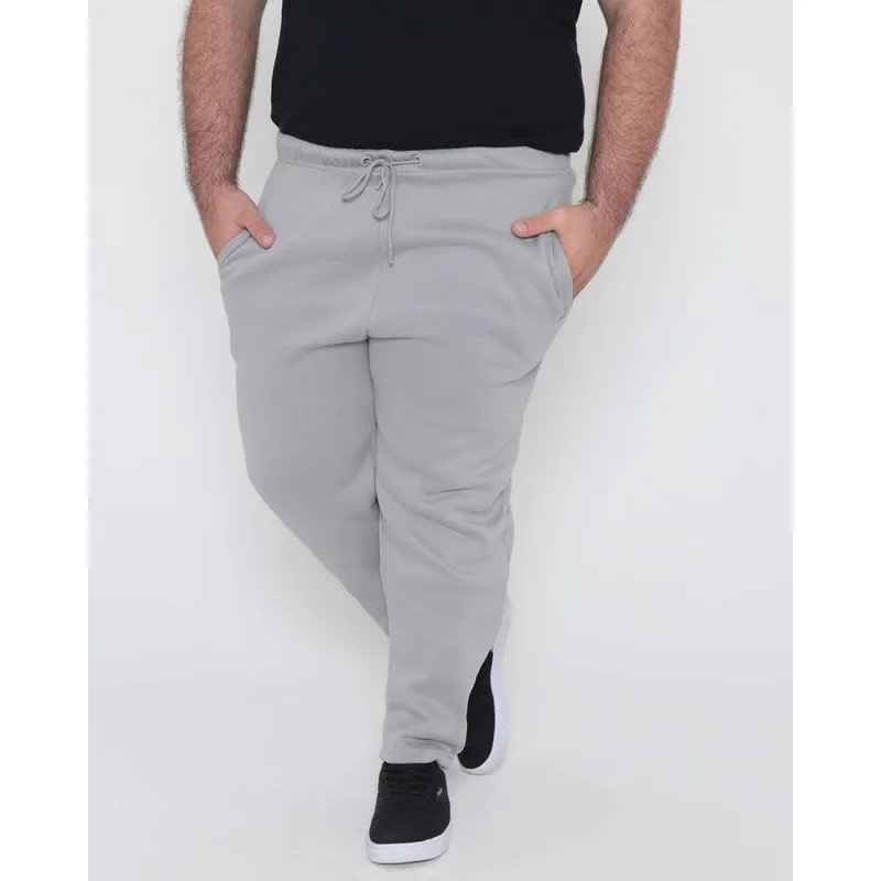 Calça Moletom Plus Size Básica Reta Cinza Médio G3