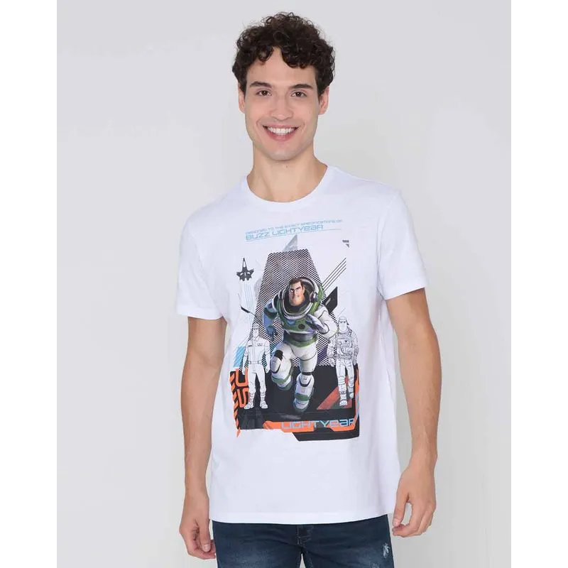 Camiseta Masculina Algodão Disney Buzz Lightyear Branca G