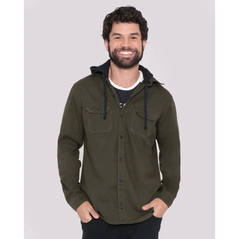 Camisa Masculina Sarja Capuz Verde Escuro P