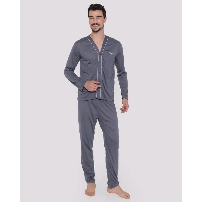 Pijama Masculino Aberto Cinza GG