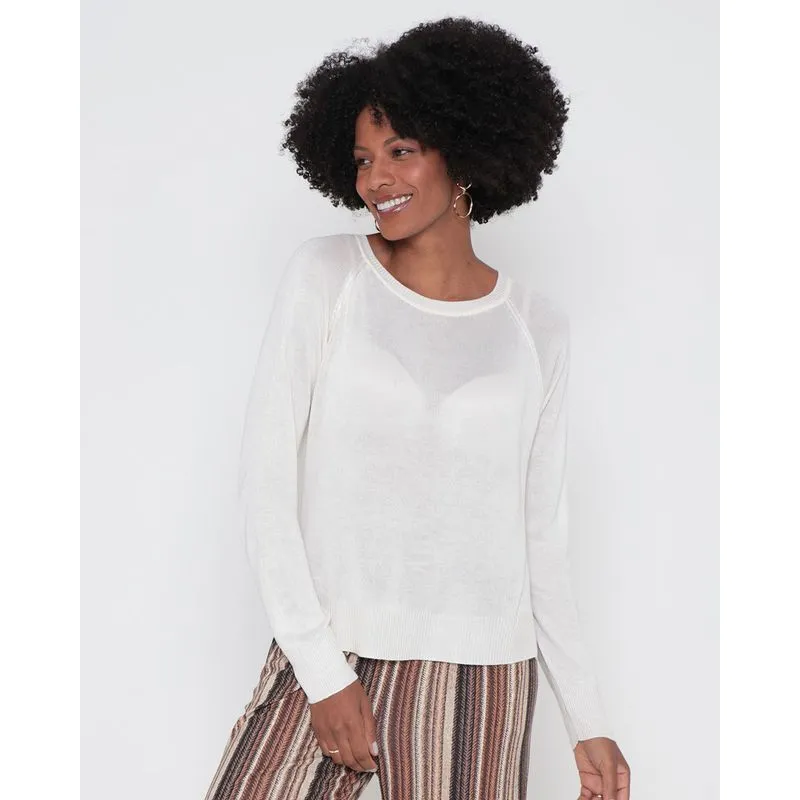 Suéter Feminino Manga Longa Tricô Mullet Branco GG