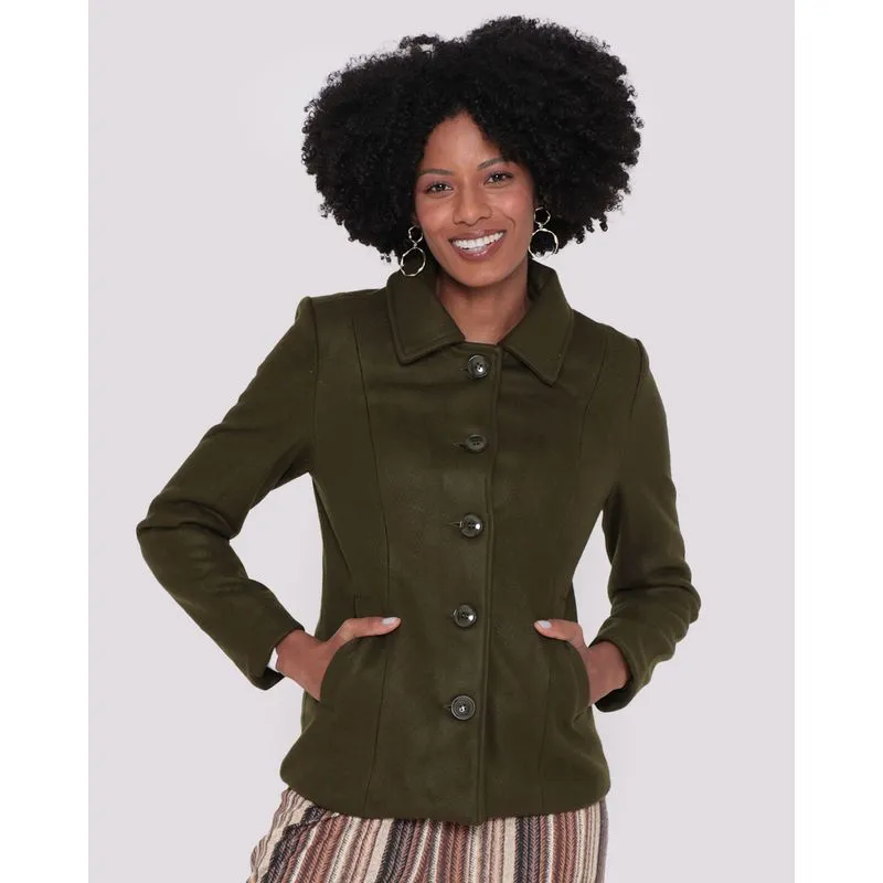 Casaco Feminino Lã Batida Verde Escuro P