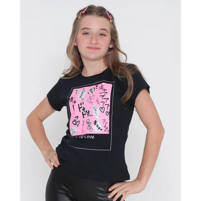 Blusa Juvenil Time to Love Preta 16