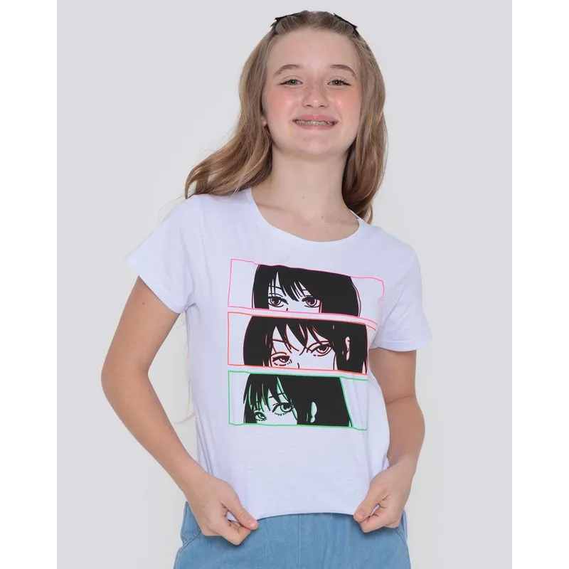 Blusa Juvenil Nozinho Estampa Anime Branca 12