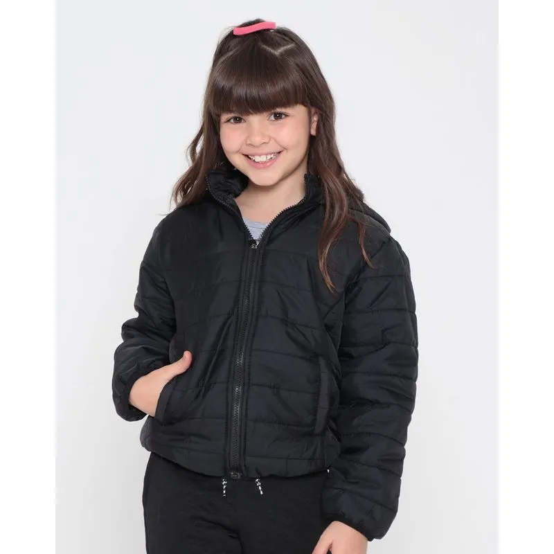 Jaqueta Infantil Puffer Capuz Preta 6
