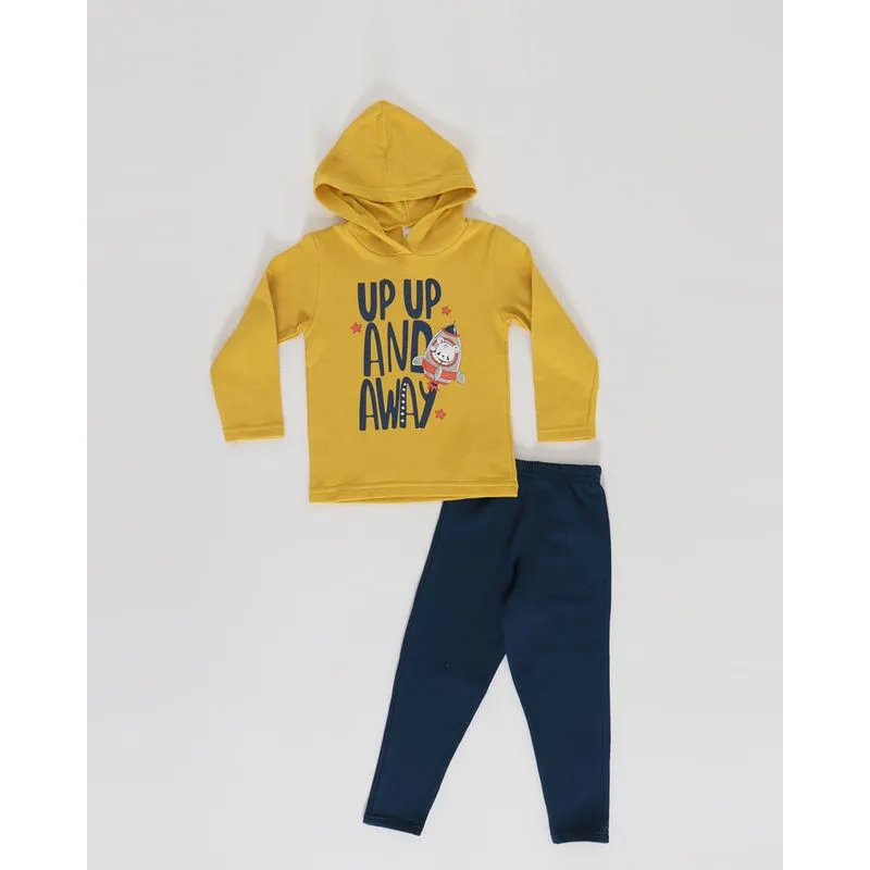 Conjunto Moletom Bebê Ursinho Astronauta Mostarda 3