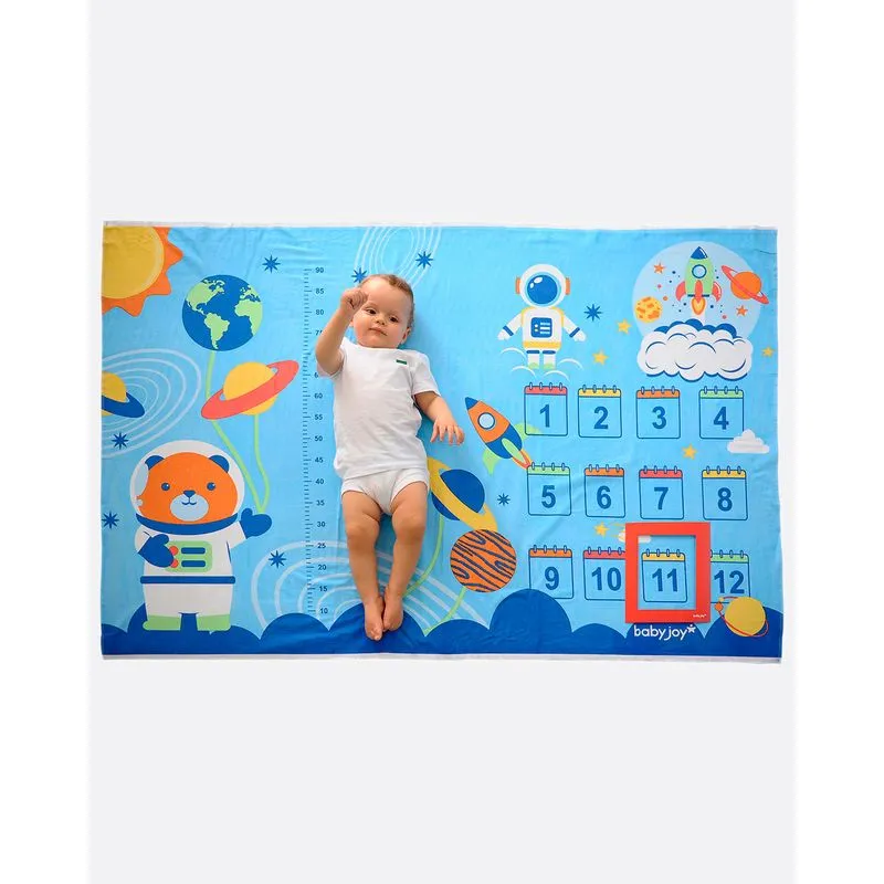 Tapete Cenário Bebê Mesversário Com Moldura Azul Claro UN