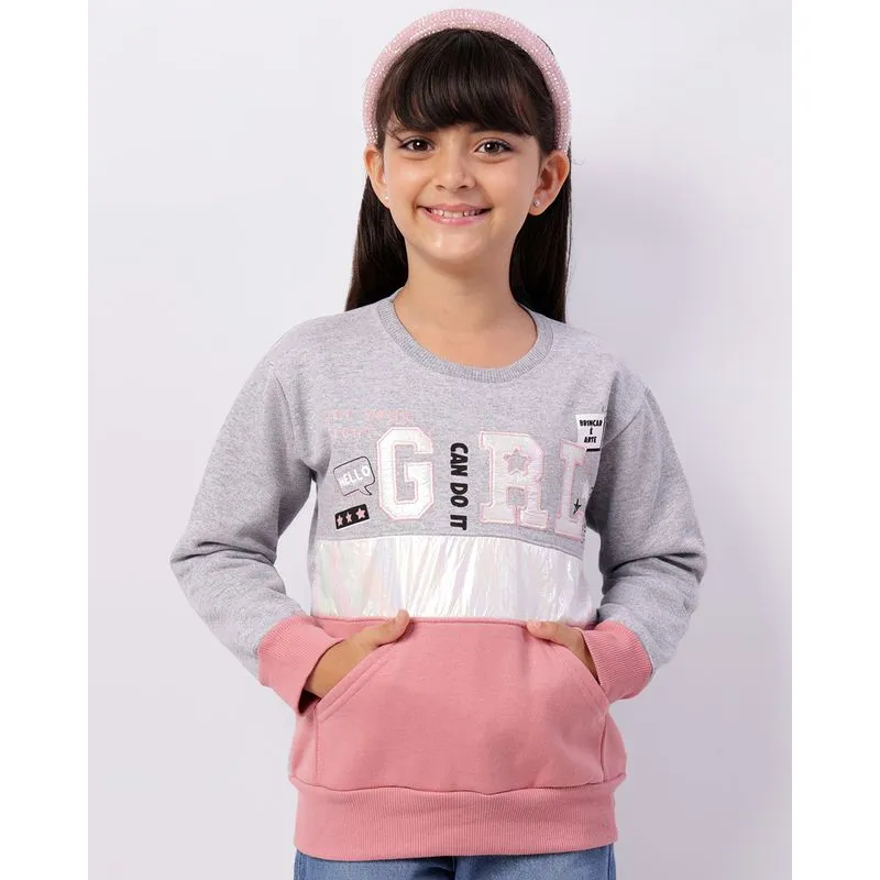Blusão Moletom Infantil Bordado Recorte Holográfico Cinza 10