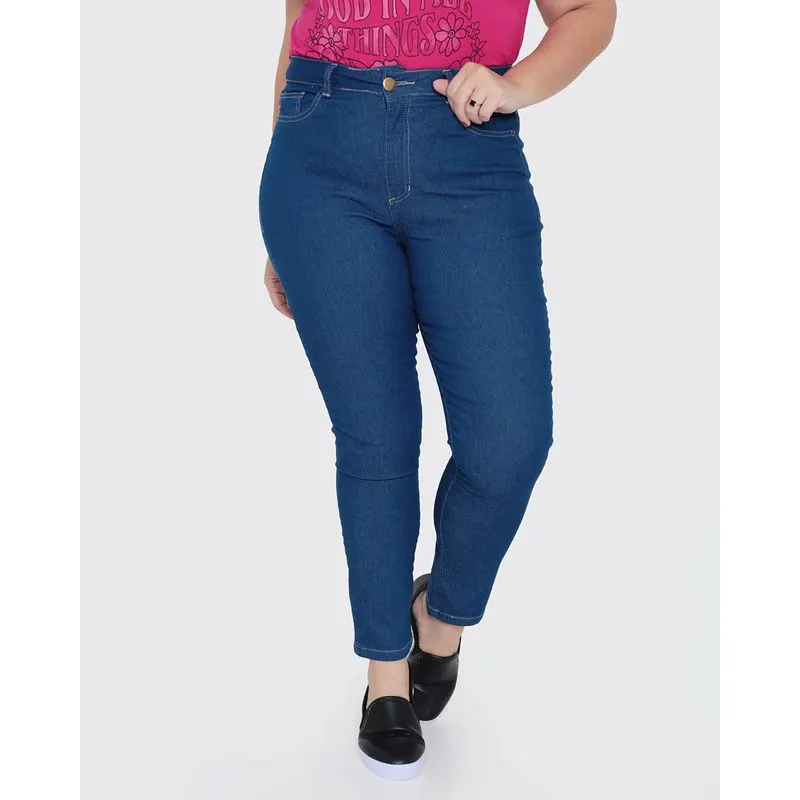 Calça Jeans Plus Size Feminina Skinny Vizzy Azul 48