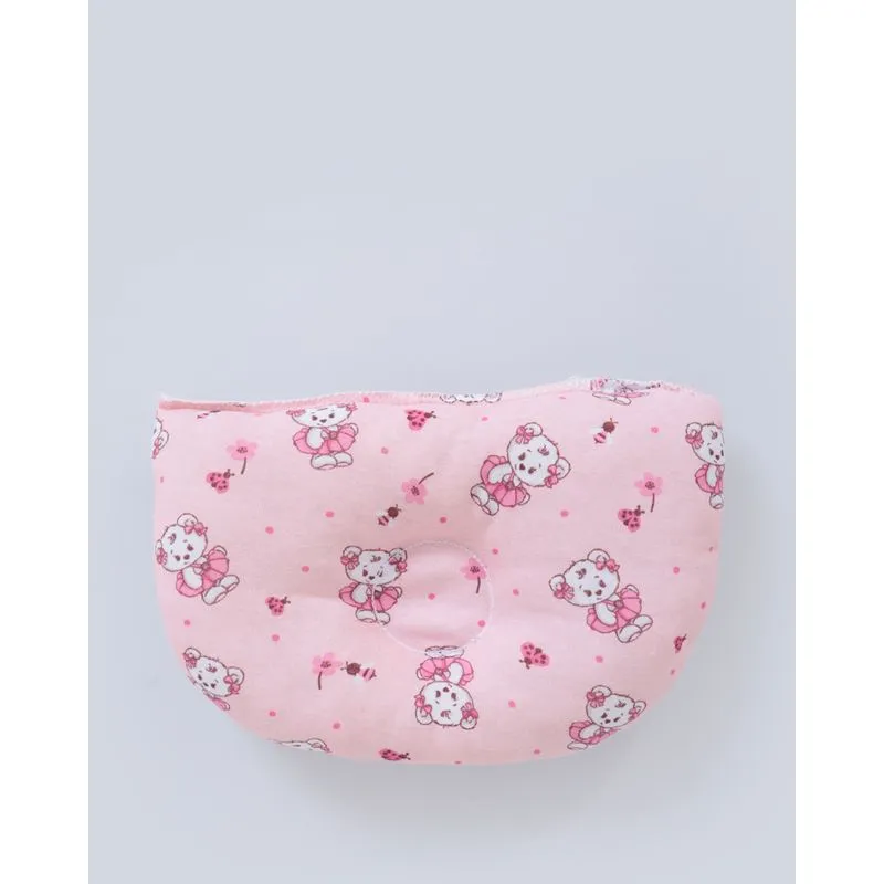 Travesseiro Bebê Anatômico Estampa Ursinha Rosa Claro UN