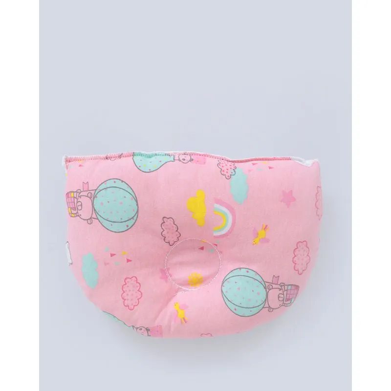 Travesseiro Bebê Anatômico Estampa Bichos Rosa UN