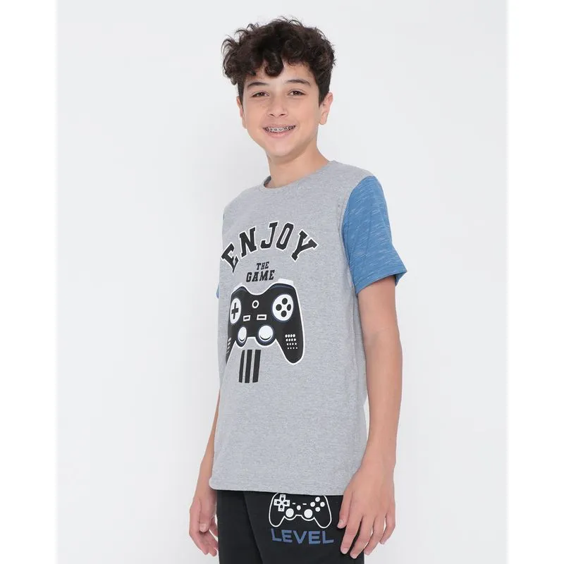 Camiseta Juvenil Enjoy Game Cinza 14