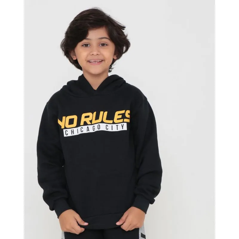 Blusão Moletom Infantil Estampa No Rules Preto 4