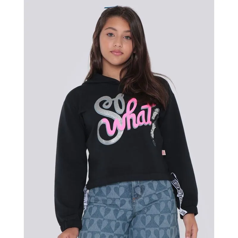 Blusa Moletom Juvenil Estampa So What Preta 14