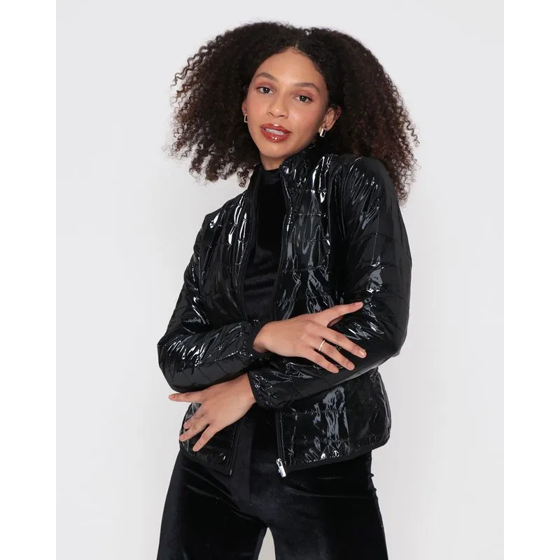 Jaqueta Feminina Puffer Holográfica Preta P