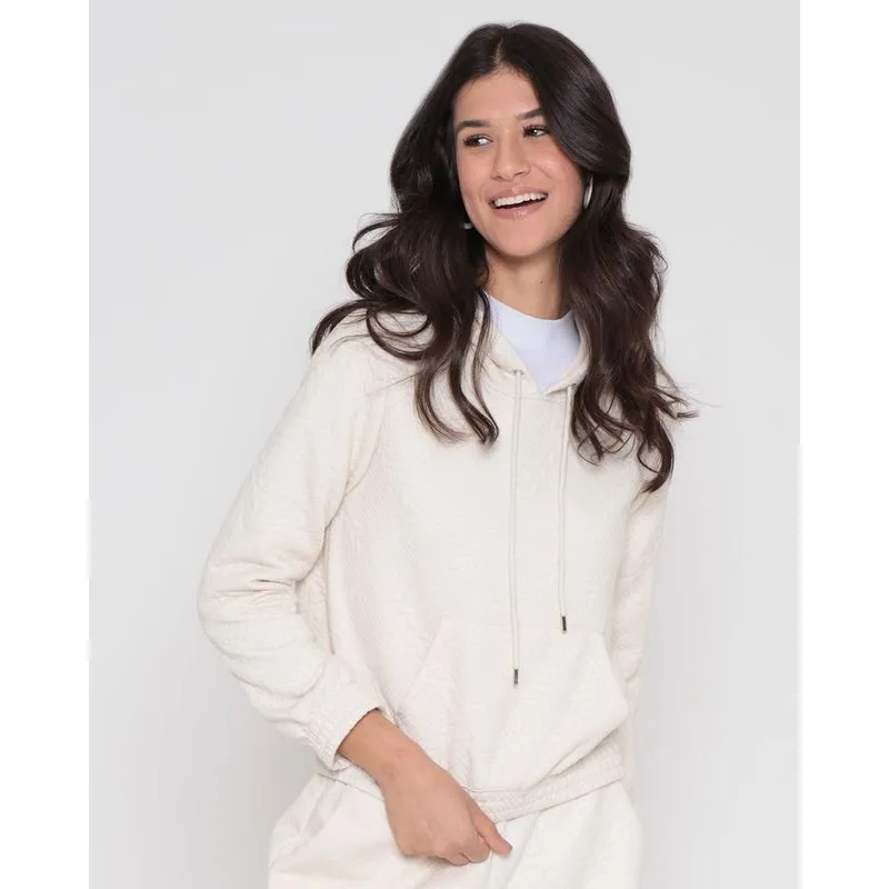 Blusão Feminino Matelassê Bolso Canguru Off White G