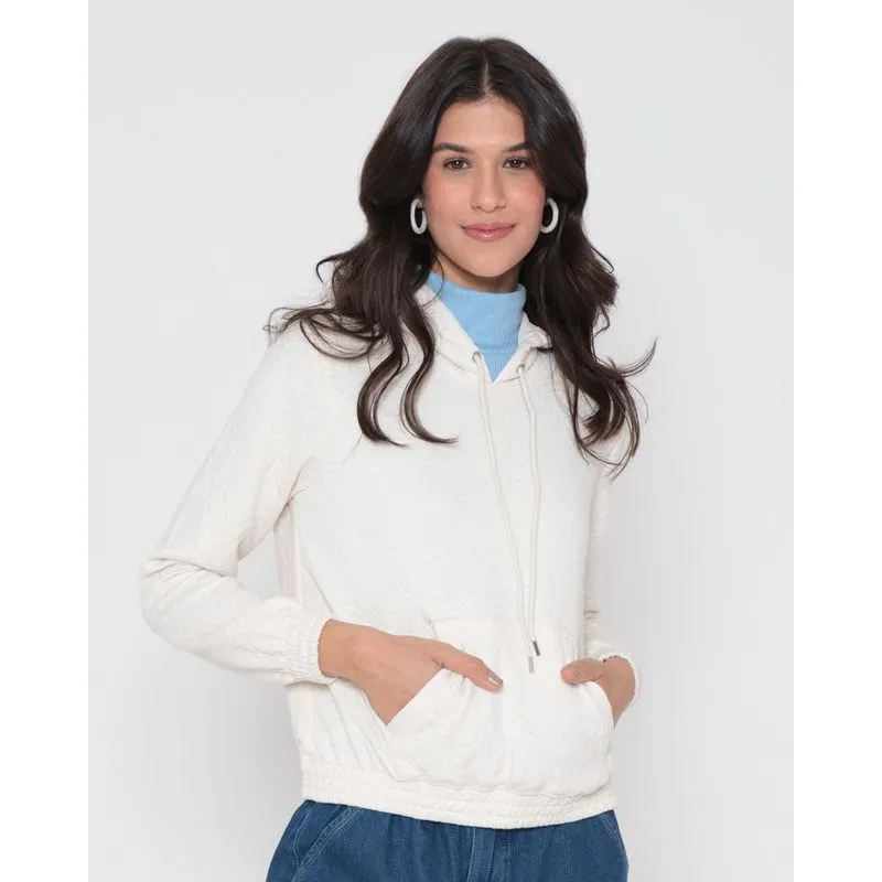 Blusão Feminino Matelassê Bolso Canguru Off White GG