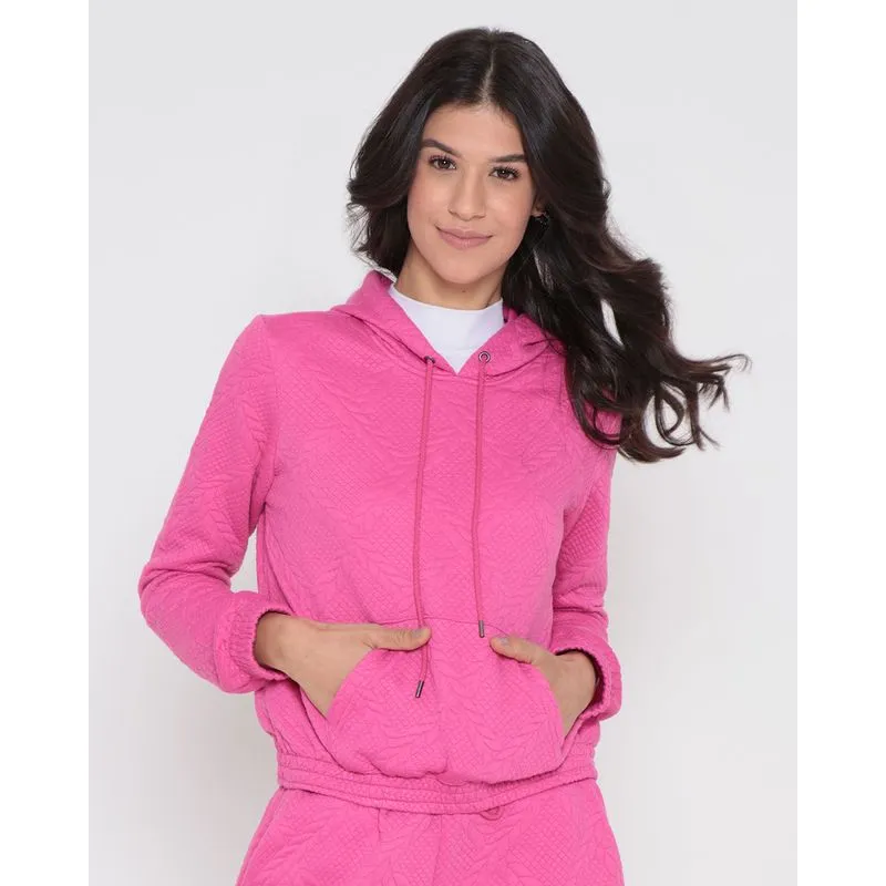 Blusão Feminino Matelassê Bolso Canguru Rosa Médio M