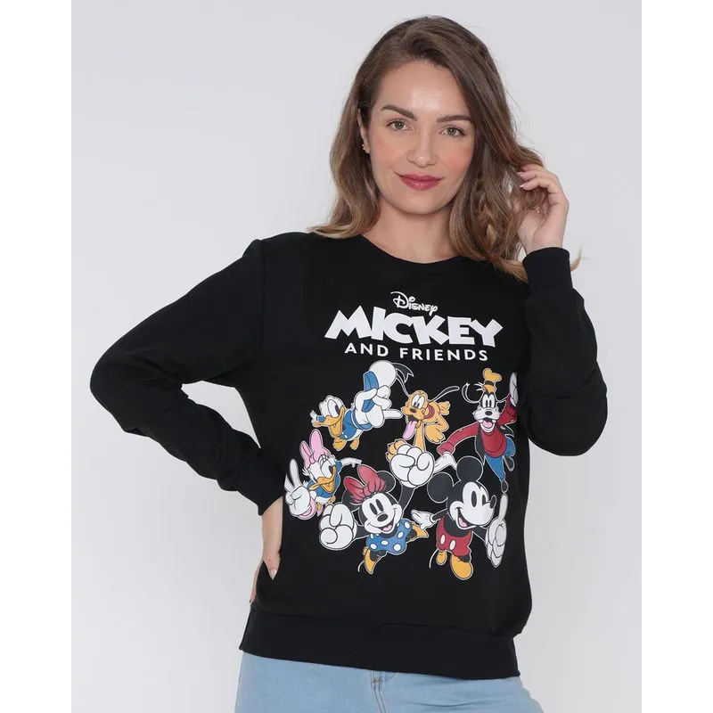 Blusão Moletom Feminino Disney Mickey Mouse Preta P