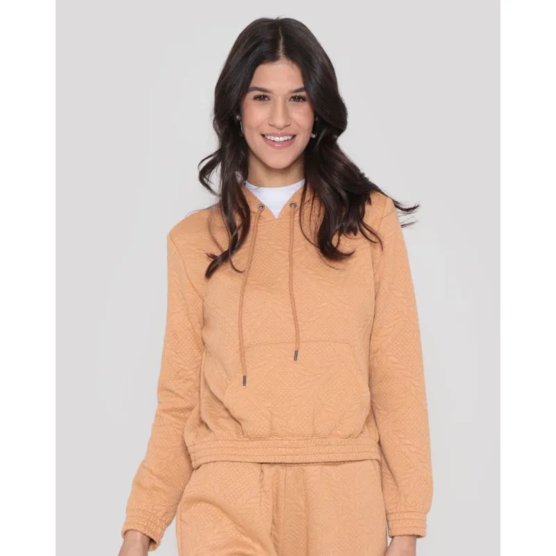 Blusão Feminino Matelassê Bolso Canguru Terracota Claro P