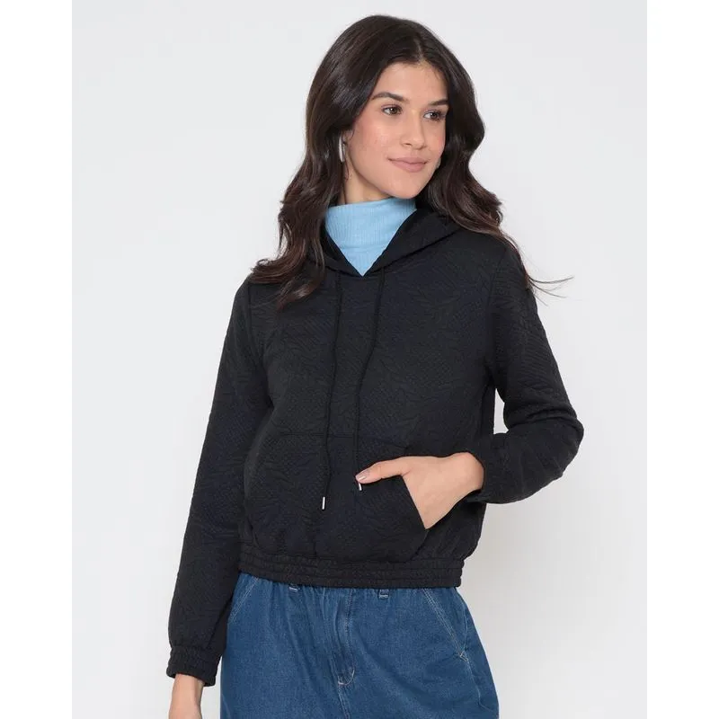 Blusão Feminino Matelassê Bolso Canguru Preto GG